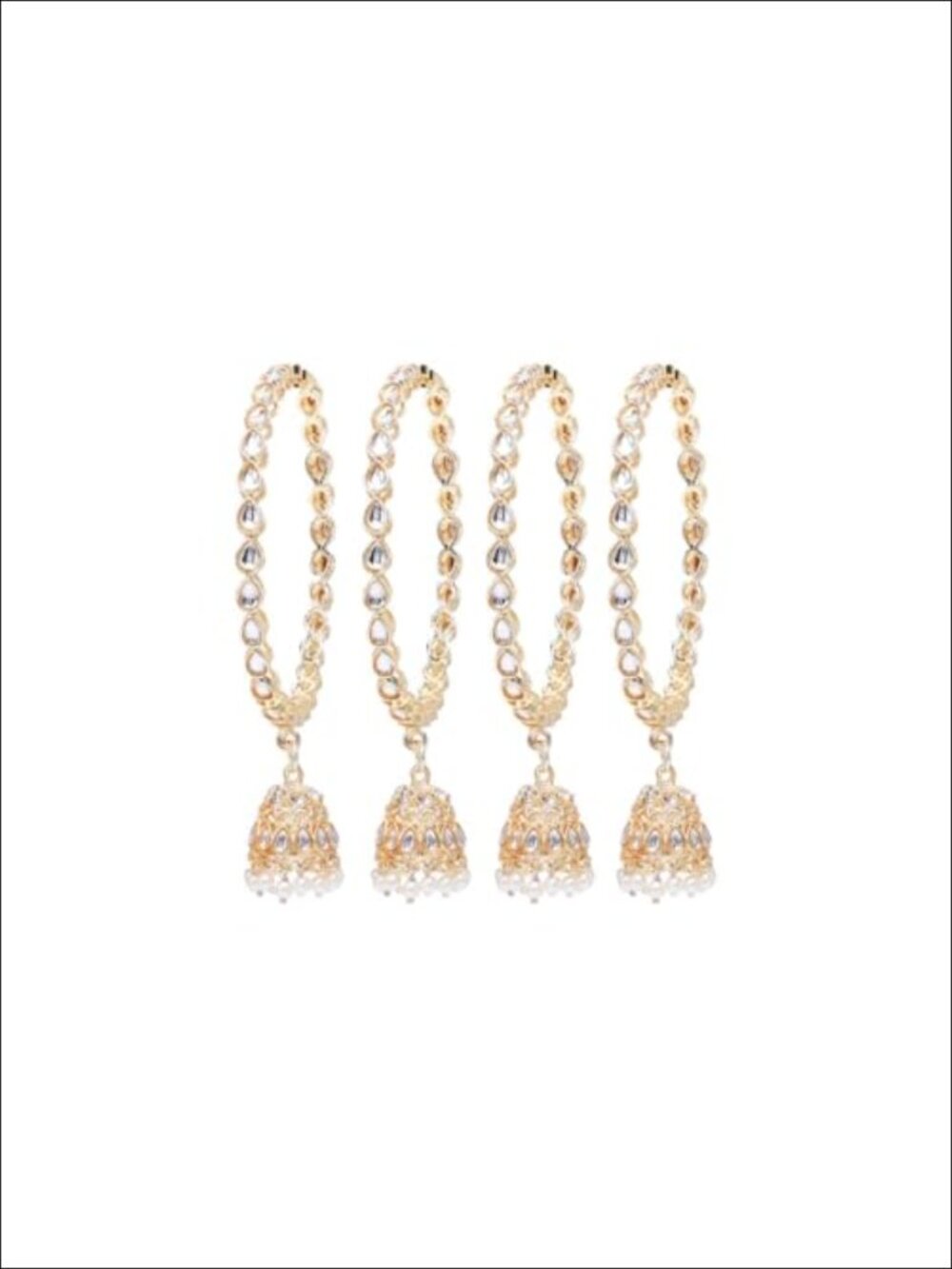 Indian Bollywood Rhinestone Crystal Jhumka Tassel Bangle Bracelet Set
